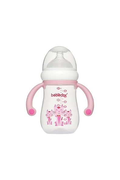 Bebedor Antikolik Geniş Ağız Kulplu Biberon 240ml Pembe 99322
