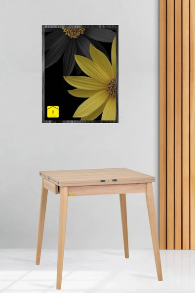 Vilinze Avanos Ahşap Katlanır Kanatlı Mdf Mutfak Masası - 70x70+70 (70x140) cm
