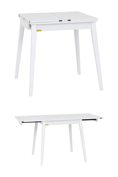 Vilinze Avanos Ahşap Katlanır Kanatlı Mdf Mutfak Masası - 70x70+70 (70x140) cm - 2