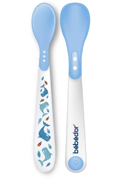Bebedor Isıya Duyarlı Kaşık Seti 2'li 6 Ay Mavi 555