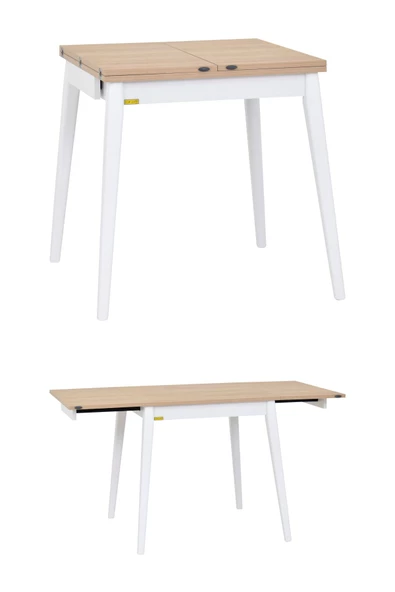 Vilinze Avanos Ahşap Katlanır Kanatlı Mdf Mutfak Masası - 70x70+70 (70x140) cm - 2