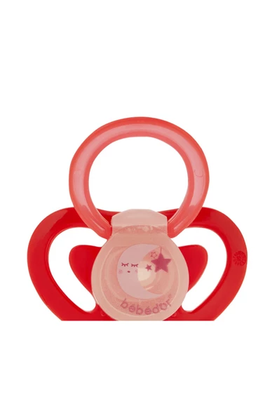 Bebedor Gece Serisi Karanlıkta Parlayan Silikon Damaklı Emzik 6-18ay Kırmızı 182