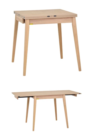 Vilinze Avanos Ahşap Katlanır Kanatlı Mdf Mutfak Masası - 70x70+70 (70x140) cm - 2