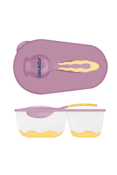 Bebedor 2 Bölmeli Tabak Ve Kaşık Seti 6+ Ay Mor