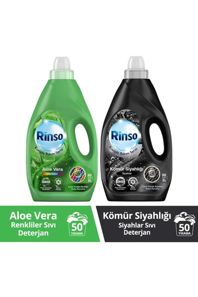Rinso Sıvı Aloe Vera Renklıler ve Sıvı Kömür Siyahlığı 3 Lt