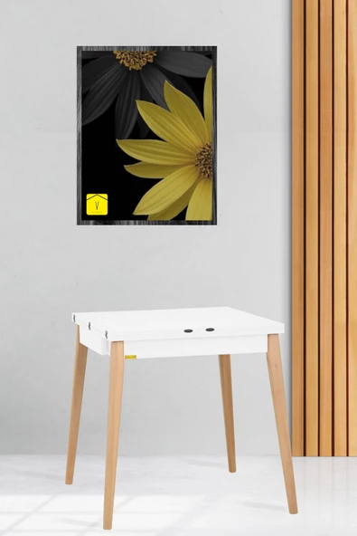 Vilinze Avanos Ahşap Katlanır Kanatlı Mdf Mutfak Masası - 70x70+70 (70x140) cm