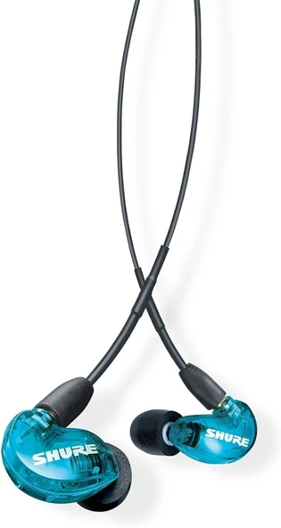 Shure SE215 Profesyonel Ses Yalıtımlı Kulak İçi Kulaklık, 37 dB Ses, Çıkarılabilir Kablolu, Bass, Mavi TEŞHİR