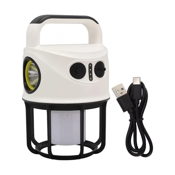 Powermaster CH-22025 Çift Işıklı Kamp Lambası El Feneri PowerBank Özellikli (Gün Işığı - Beyaz) - 2