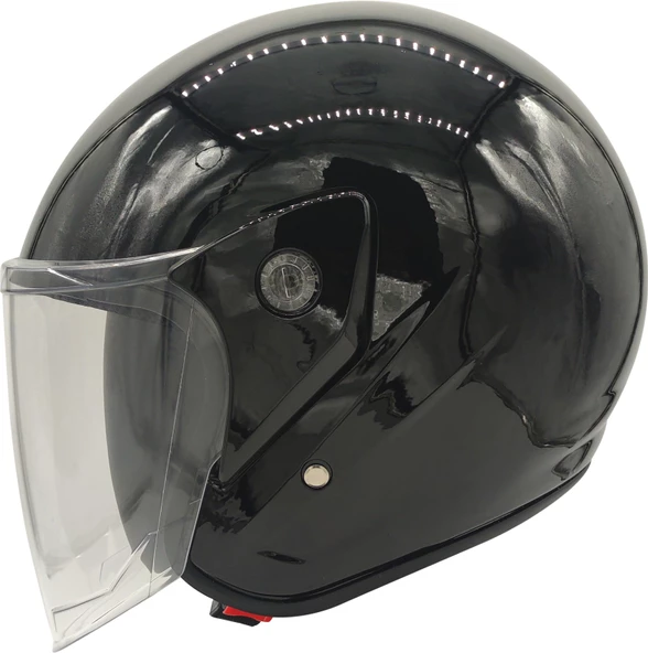 Motosiklet Kaskı Parlak Siyah Motor Kask Yarım Açık Kask Geniş Açı Abs Kabuk Malzeme Motor Kask L-XL - 2