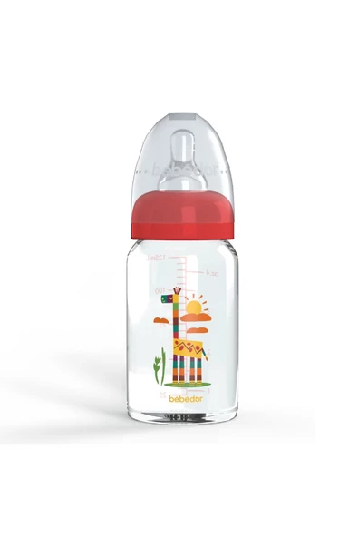 Bebedor Desenli Cam Biberon Zürafa Dar Ağız 125ml 0ay 30302