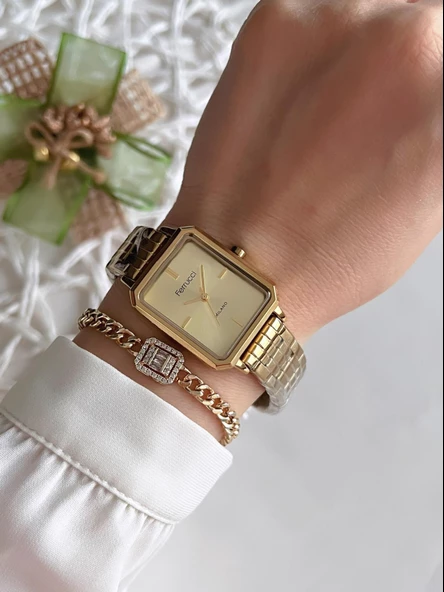 Ferrucci Kadın Kol Saati+Bileklik Özel Seri Çelik Kordon Kararma Renk Atma Yapmaz VS.BLKT.0076 - Resim 2