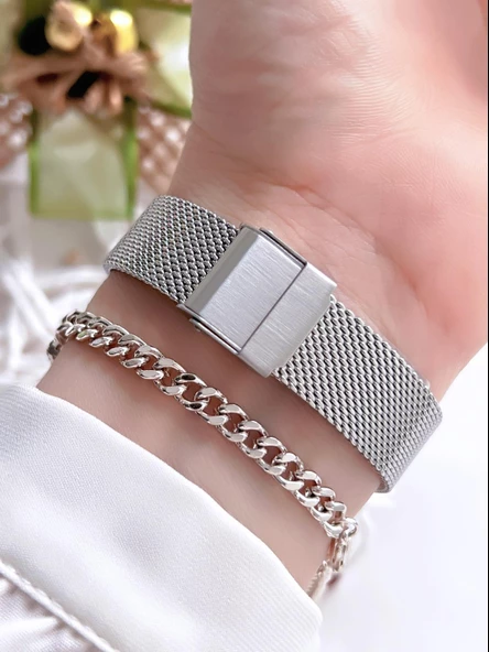 Ferrucci Kadın Kol Saati+Bileklik Özel Seri Çelik Kordon Kararma Renk Atma Yapmaz VS.BLKT.0079 - Resim 3