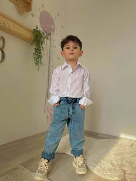 ERKEK ÇOCUK GÖMLEKLİ KOT PANTOLONLU 2Lİ TAKIM - 12