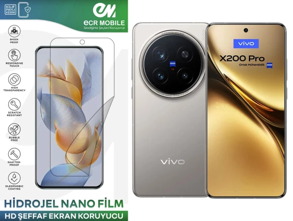 Vivo X200 Pro ile Uyumlu Hidrojel Ekran Koruyucu Film HD-ŞEFFAF(Tempered Cam Değildir!)