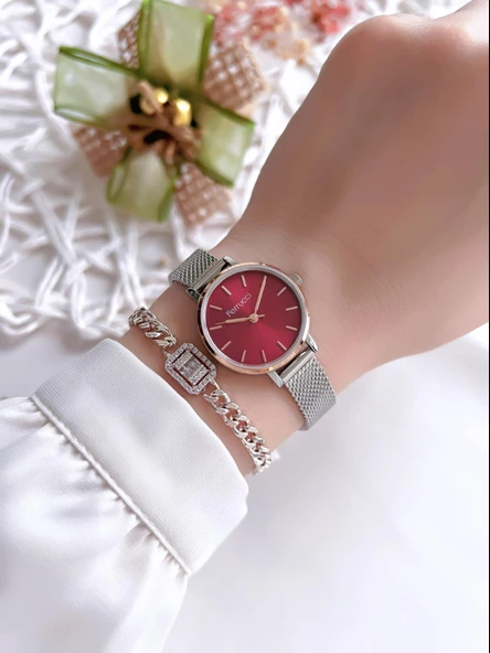 Ferrucci Kadın Kol Saati+Bileklik Özel Seri Çelik Kordon Kararma Renk Atma Yapmaz VS.BLKT.0084 - Resim 2