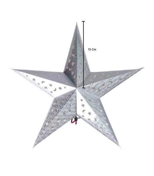 Yıldız 3D Helogramlı Karton 15 Cm Gümüş