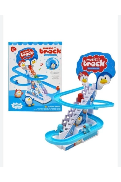 Oyuncak Penguen Kaydıraklı Işıklı Sesli Set Dön Dolaş Kaydıraklı Merdivenli Penguen - 7