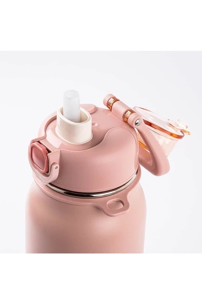 OKADI NEVER PEMBE PASLANMAZ ÇELİK TERMOS 1L - 2