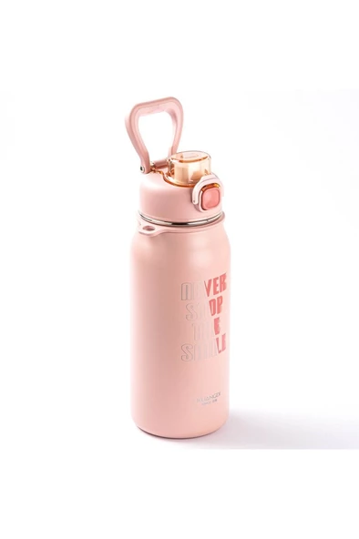 OKADI NEVER PEMBE PASLANMAZ ÇELİK TERMOS 1L