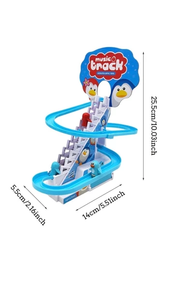 Oyuncak Penguen Kaydıraklı Işıklı Sesli Set Dön Dolaş Kaydıraklı Merdivenli Penguen - 6