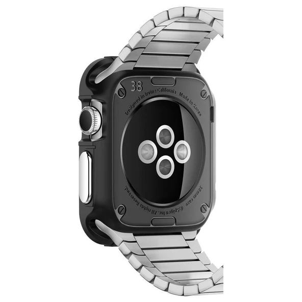 Spigen Apple Watch 3/2/1 ile Uyumlu Kılıf Rugged Armor (42mm) Smooth Black - 6