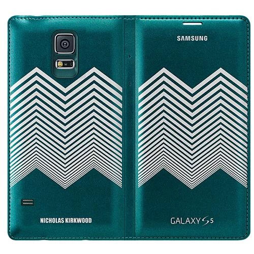 Galaxy S5 ile Uyumlu Nicholas Kırkwood Flip Wallet Kılıf Mavi Beyaz EF-WG900RKEGWW