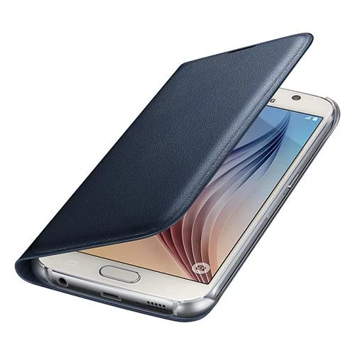 Galaxy S6 ile Uyumlu Flip Wallet (Deri Görünümlü) Siyah EF-WG920PBEGWW