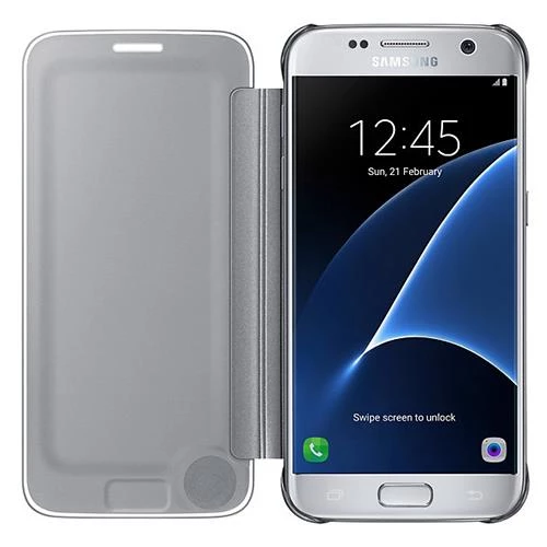 Galaxy S7 ile Uyumlu Clear View Cover Kılıf Gümüş EF-ZG930CSEGWW