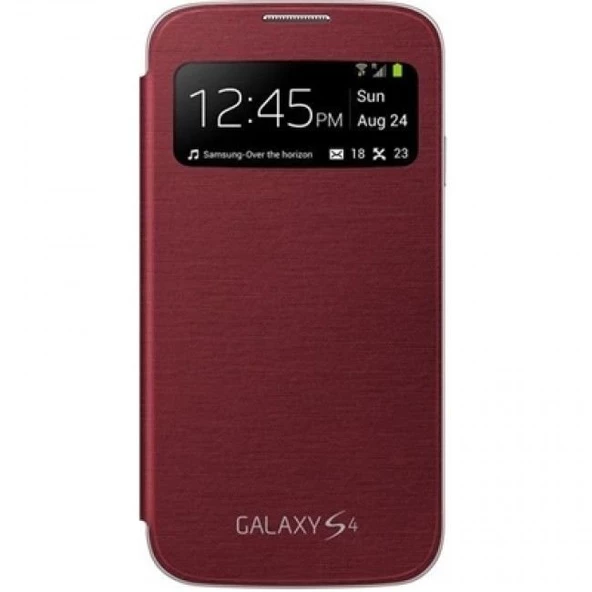 Galaxy S4 i9500 ile Uyumlu S View Cover Kılıf Kırmızı EF-CI950BREGWW