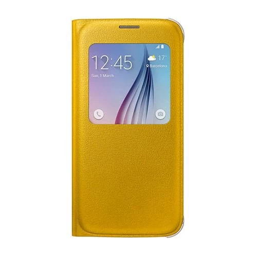 Galaxy S6 ile Uyumlu S View Cover (Deri Görünümlü) Sarı EF-CG920PYEGWW - 1