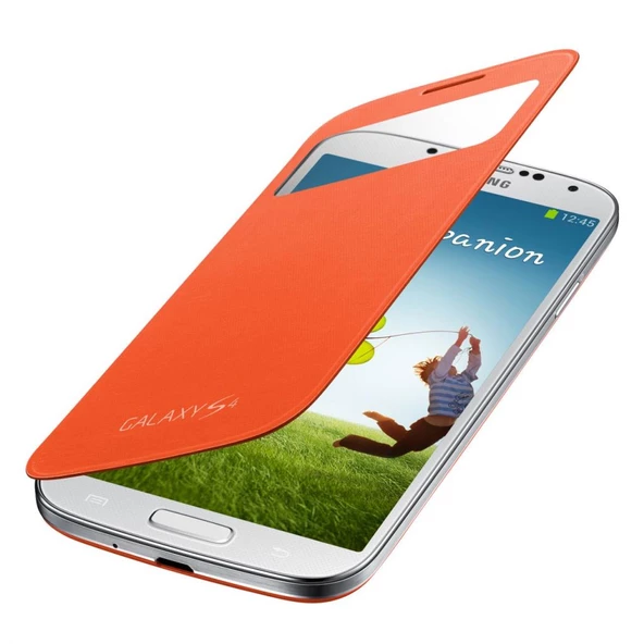Galaxy S4 i9500 ile Uyumlu S View Cover Kılıf Turuncu EF-CI950BOEGWW - 2