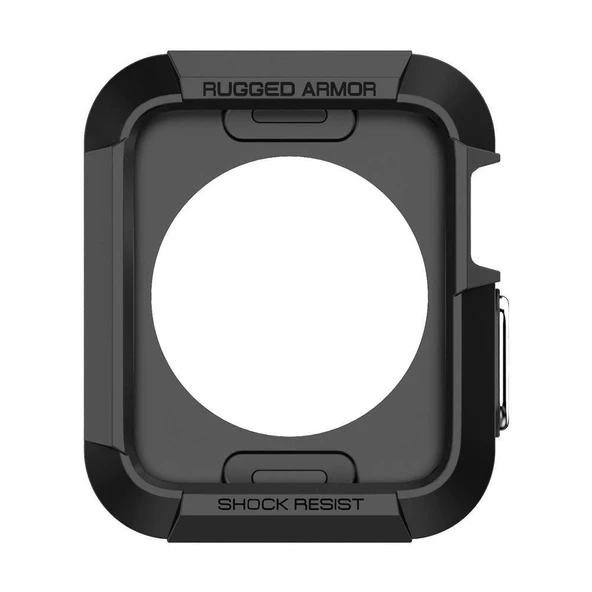 Spigen Apple Watch 3/2/1 ile Uyumlu Kılıf Rugged Armor (42mm) Smooth Black - 4