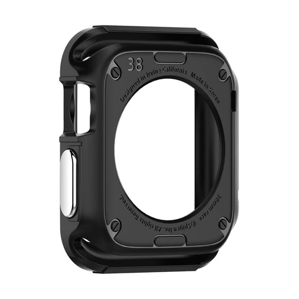 Spigen Apple Watch 3/2/1 ile Uyumlu Kılıf Rugged Armor (42mm) Smooth Black - 5