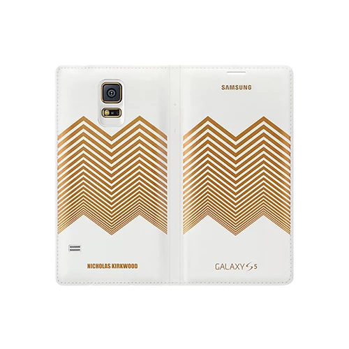 Galaxy S5 ile Uyumlu Nicholas Kırkwood Flip Wallet Kılıf Altın Desenli EF-WG900RLEGWW - 3