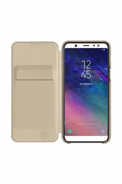 Galaxy A6+ (2018) ile Uyumlu Kapaklı Kılıf Altın EF-WA605CFEGWW - 4