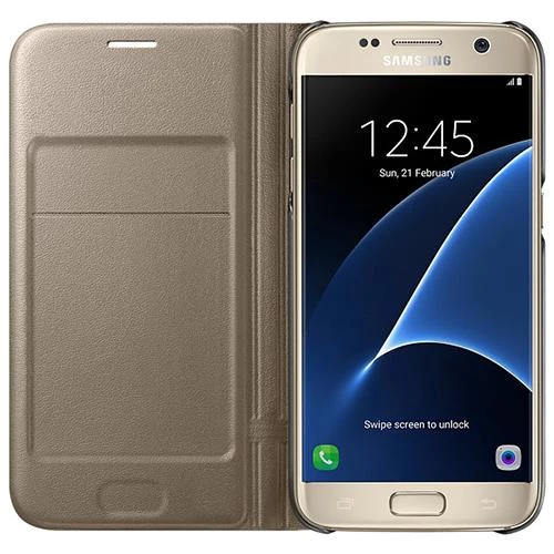 Galaxy S7 ile Uyumlu LED View Fonksiyonel Kılıf Altın EF-NG930PFEGWW - 2