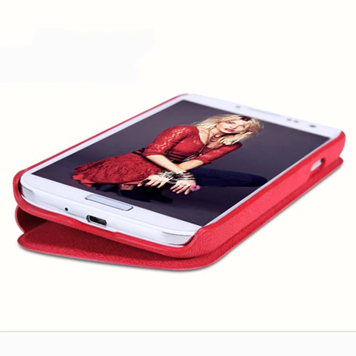 Nillkin i9500 Galaxy S4 ile Uyumlu Nillkin Ağaç Dokulu Kapaklı Kılıf Kırmızı - 2