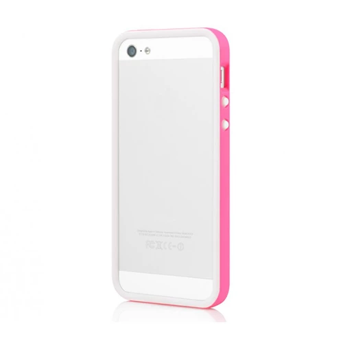 Tavik iPhone SE/5S/5 ile Uyumlu Kılıf Bumper Beyaz Pembe PKG1170 - 2