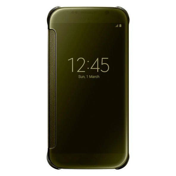 Galaxy S6 ile Uyumlu Clear View Cover Altın EF-ZG920BFEGWW - 1