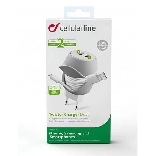 Cellular Line Twister Charger Dual 10W 2.1A Seyahat Şarj Aleti - 2