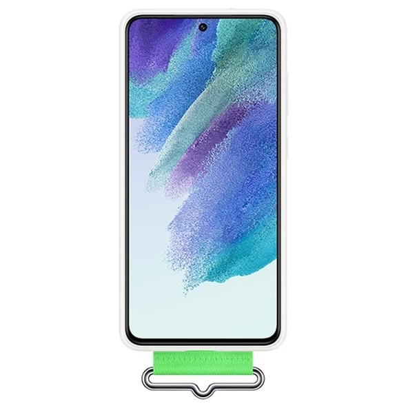 Galaxy S21 FE ile Uyumlu Kayışlı Silikon Kılıf Beyaz-EF-GG990TWEGWW - 5