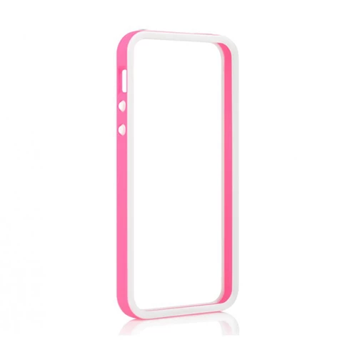 Tavik iPhone SE/5S/5 ile Uyumlu Kılıf Bumper Beyaz Pembe PKG1170 - 1