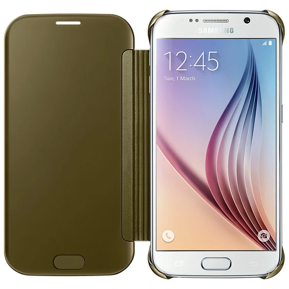 Galaxy S6 ile Uyumlu Clear View Cover Altın EF-ZG920BFEGWW - 3