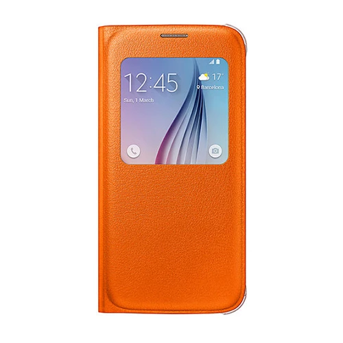 Galaxy S6 ile Uyumlu S View Cover (Deri Görünümlü) Turuncu EF-CG920POEGWW Outlet