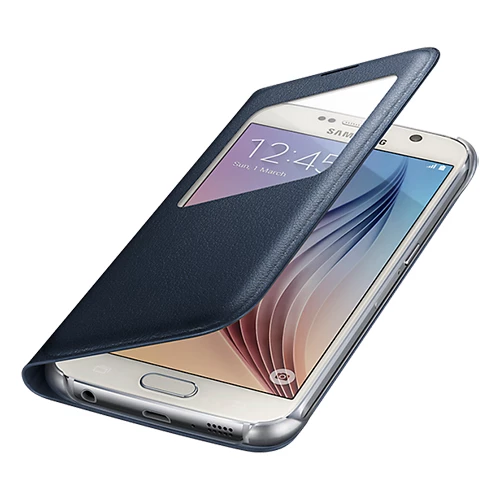 Galaxy S6 ile Uyumlu S View Cover (Deri Görünümlü) Lacivert EF-CG920PBEGWW (Out)