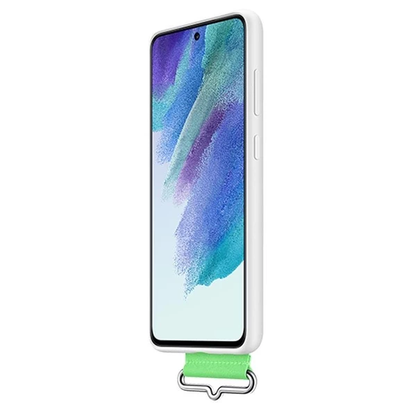 Galaxy S21 FE ile Uyumlu Kayışlı Silikon Kılıf Beyaz-EF-GG990TWEGWW - 6