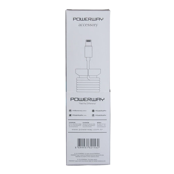 Powerway Lightning Hızlı Şarj Kablosu Örgülü 1.1M CX10 Beyaz - 2