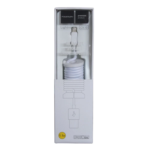 Powerway Lightning Hızlı Şarj Kablosu Örgülü 1.1M CX10 Beyaz