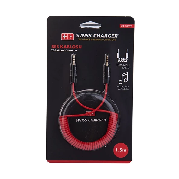 Swiss Charger Spiral Aux Kablosu SCC-10009 1.5m