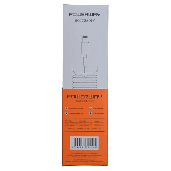 Powerway Lightning Hızlı Şarj Kablosu Örgülü 1.1M CX10 Turuncu - 2